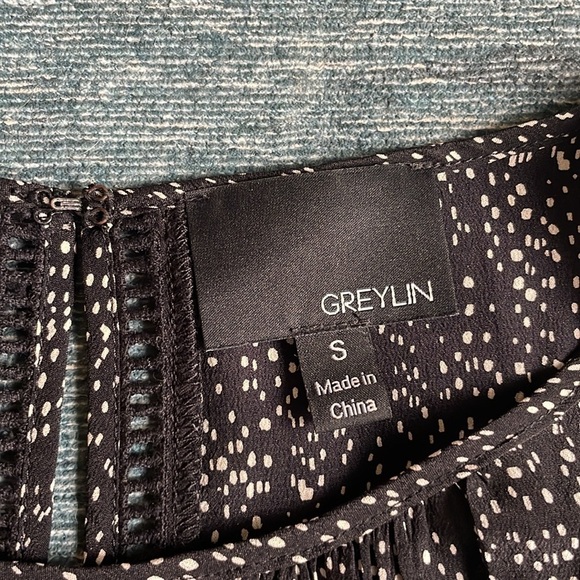 Greylin Black and White Asymmetrical Silk Tank Top - Picture 10 of 12